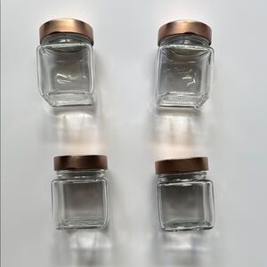 Copper Lid Glass Jar Spice Containers Set of 4 Kitchen Storage Jars with Lids